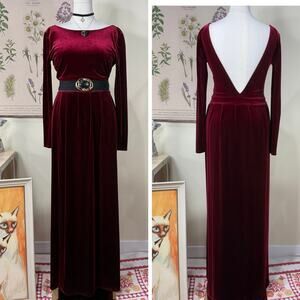 Desir Couture Velvet V Back Formal Maxi Dress Romantic Goth Vampire Whimsigoth M